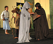 Robin Hood giving alms to Friar Tuck