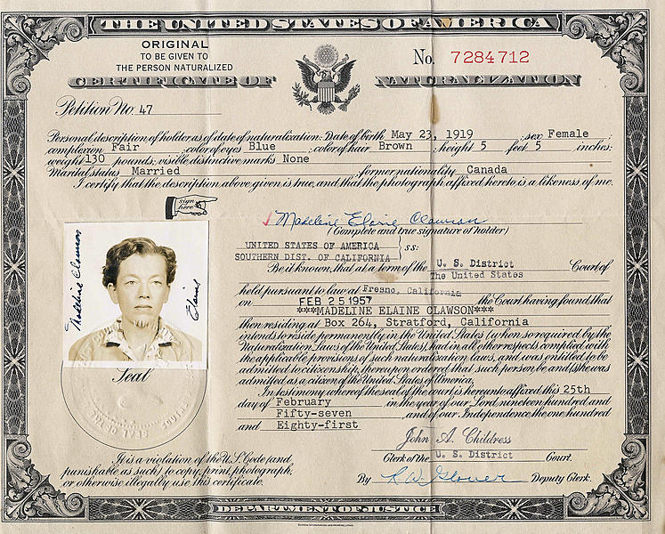 Madeline USA naturalization - 1957-02-25 10:00:00