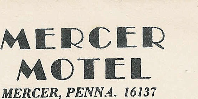 Mercer Motel PA stationary - 1957-02-25 10:05:00