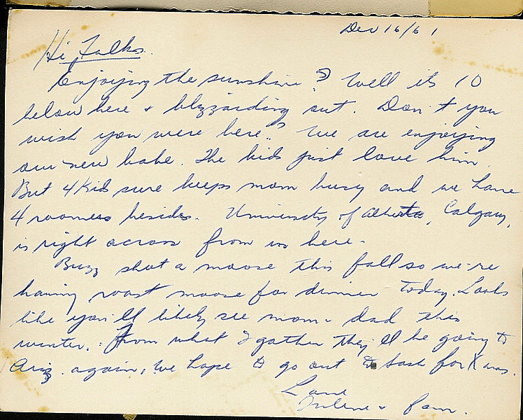 Buroker Family Xmas Card Letter 1961-12-20