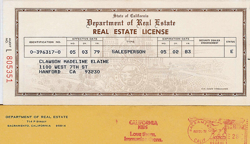 Madeline real estate license - 1979-05-03 12:00:00