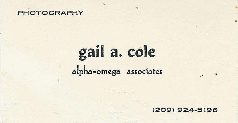 gale a. cole photography business card - 1990-06-15 12:05:00
